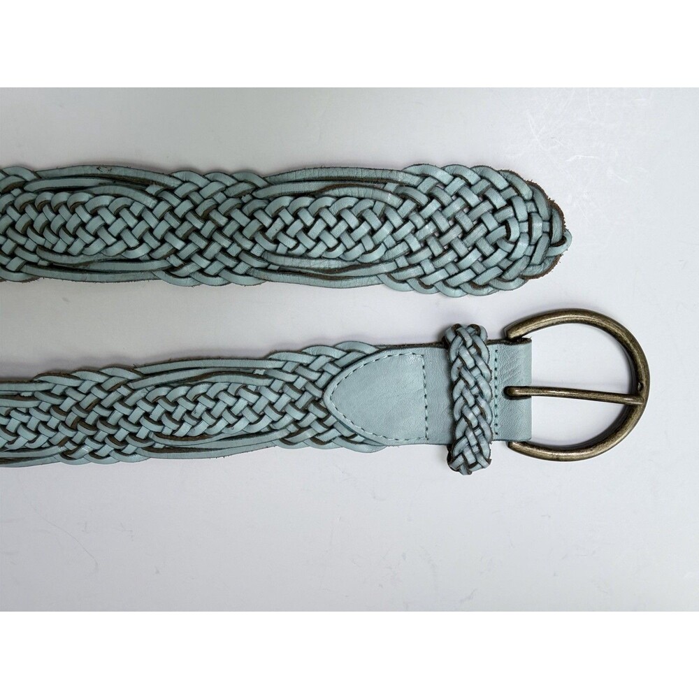 Linea Pelle Belt Braided Woven Leather Turquoise Women's Small Boho Adjustable - Picture 9 of 16